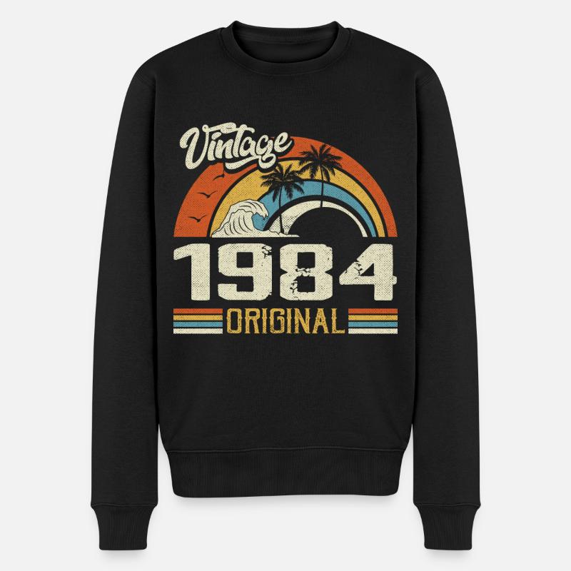 Vintage 1984 Vintage Retro Geburtstagsgeschenk - Männer Premium Bio Pullover - Schwarz