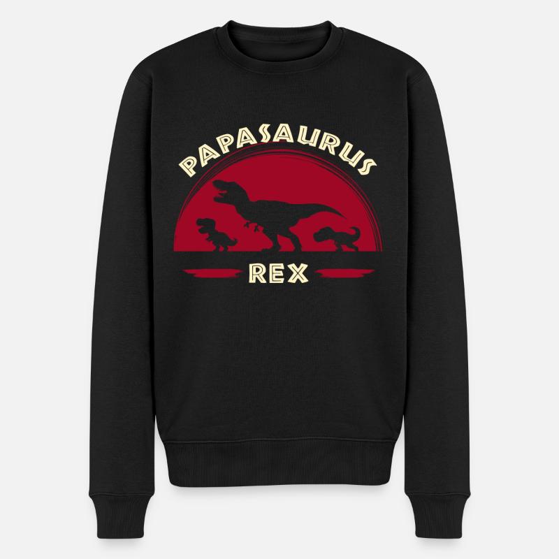 Papasaurus Dinosaurier Papa - Männer Premium Bio Pullover - Schwarz