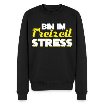 Freizeit Stress - Männer Premium Bio Pullover - Schwarz - Vorne - Nico (187cm)