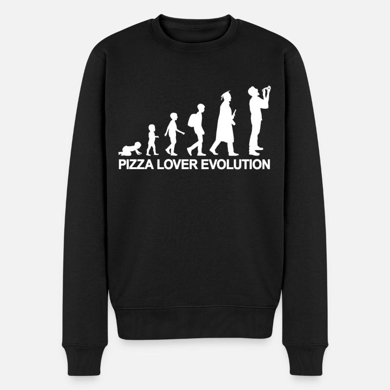 Evolution eines Pizzaliebhabers - Männer Premium Bio Pullover - Schwarz