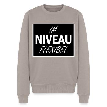 Lustiger Spruch Niveau - Männer Premium Bio Pullover - Taupe - Vorne - Nico (187cm)