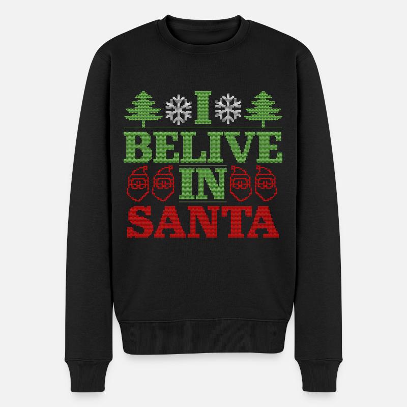 Ich glaube an Santa - Männer Premium Bio Pullover - Schwarz