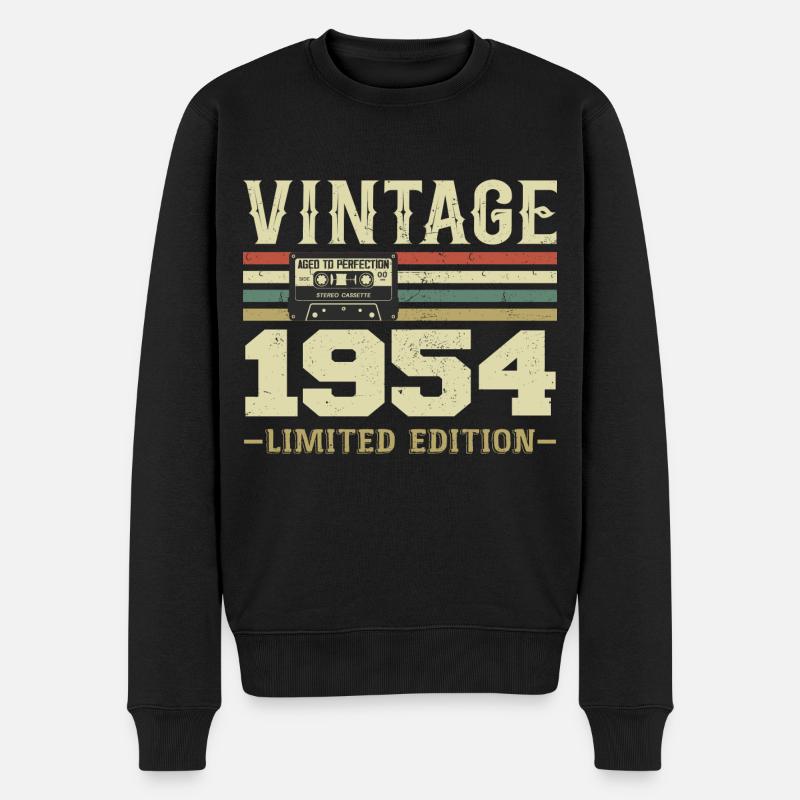 Jahrgang 1954 Retro 1954 Geburtstagsgeschenk - Männer Premium Bio Pullover - Schwarz