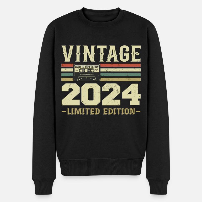 Jahrgang 2024 Retro Geburtstagsgeschenk 2024 - Männer Premium Bio Pullover - Schwarz