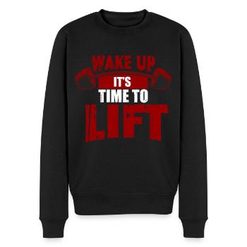 Wake Up It's Time To Lift - Workout - Men's Premium Organic Jumper - black - Front - Nico (187cm)