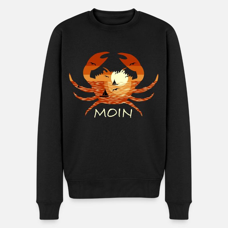 Moin Norddeutsch Krabbe - Männer Premium Bio Pullover - Schwarz