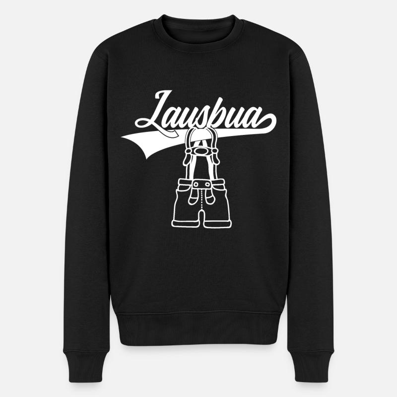 LAUSBUA TIROL BAYERN ALLGÄU LEDERHOSE - Männer Premium Bio Pullover - Schwarz