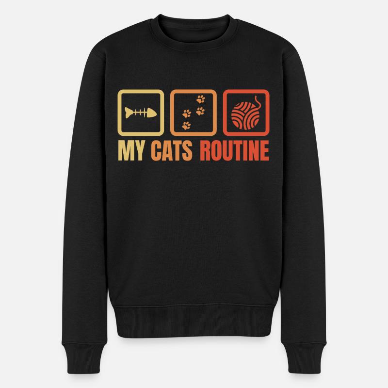 My Cats Routine - Männer Premium Bio Pullover - Schwarz