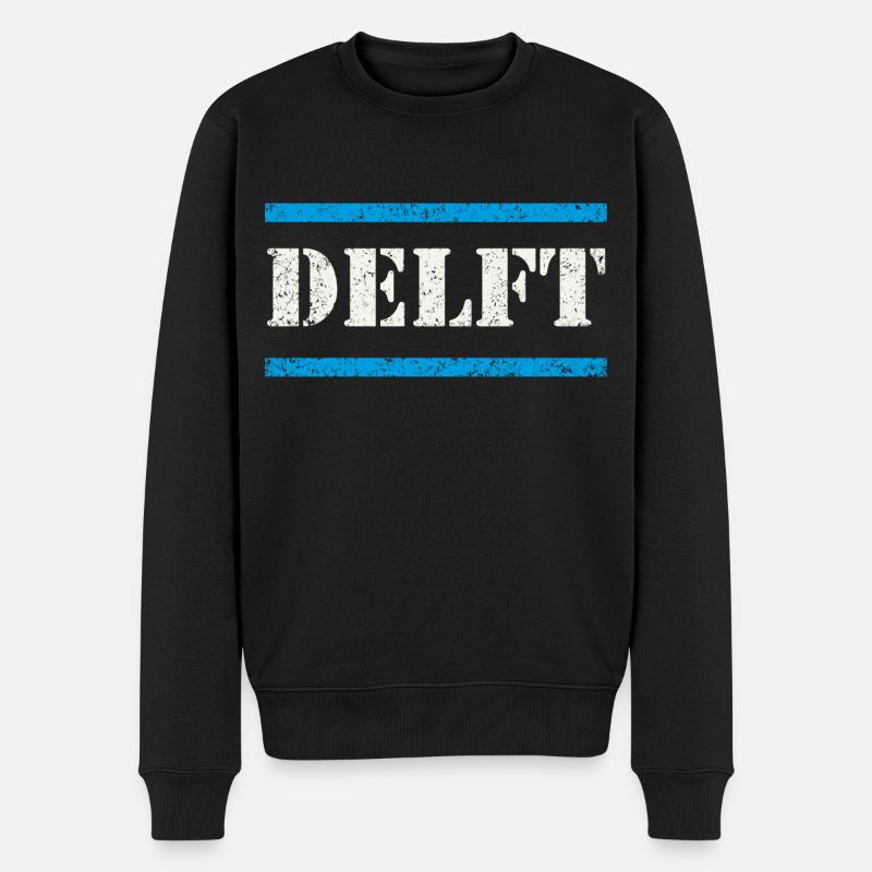 Delft - Männer Premium Bio Pullover - Schwarz