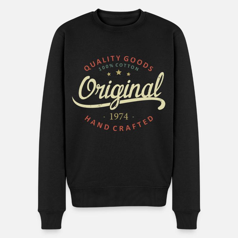 Original 1974 Geburtstagsgeschenk 1974 - Männer Premium Bio Pullover - Schwarz