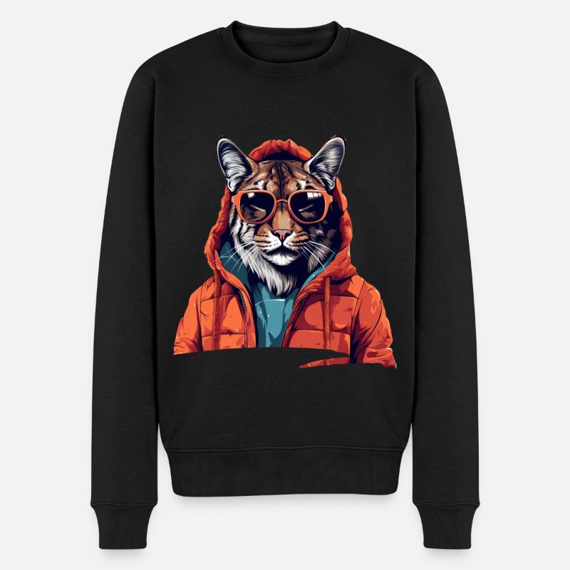 Streetstyle-Luchs | Luchs-Liebhaber - Männer Premium Bio Pullover - Schwarz