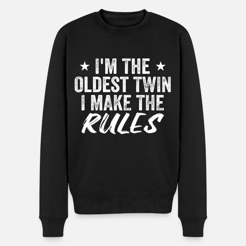 Ich bin der älteste Zwilling Lustige Zwillings-T-Shirts - Männer Premium Bio Pullover - Schwarz