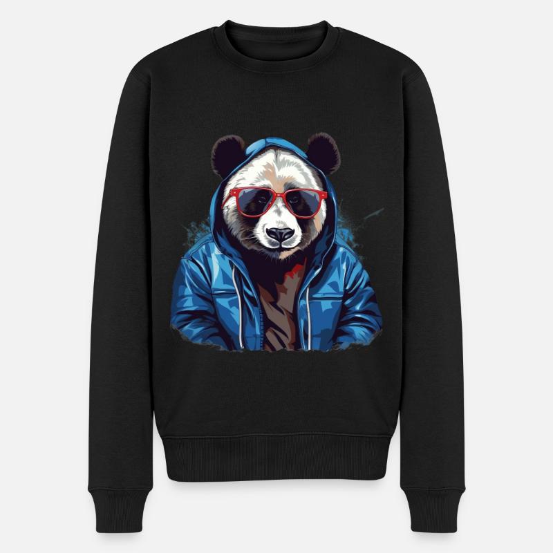 Panda großer Streetstyle | Panda-Liebhaber - Männer Premium Bio Pullover - Schwarz