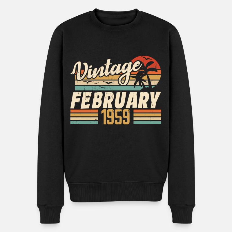 Millésime Né Février 1959 Cadeau 65e Anniversaire - Pull Premium bio Homme - noir