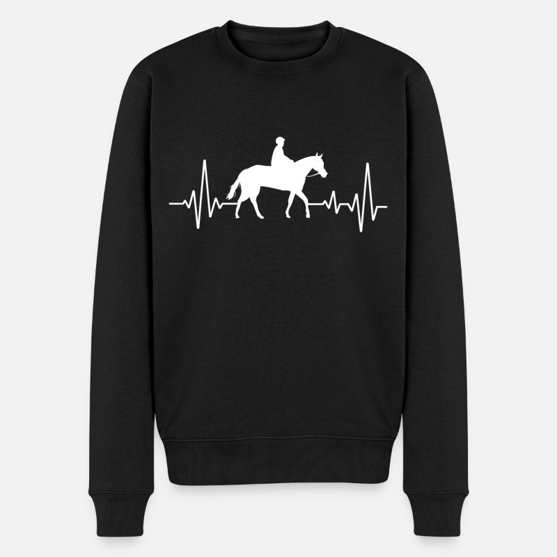 Rythme cardiaque, Chevaux - Pull Premium bio Homme - noir