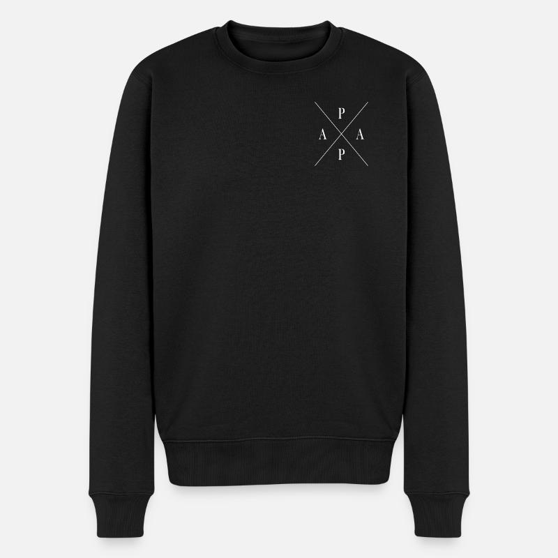 Papa Vatertag  - Männer Premium Bio Pullover - Schwarz