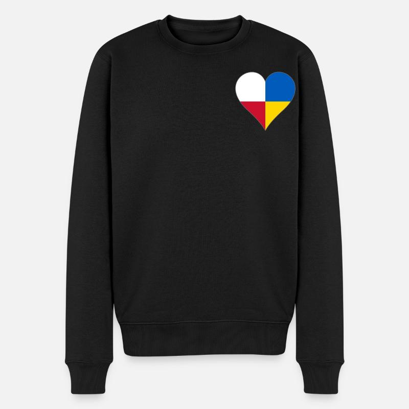 Ukraine Polen zwei Flagge ein Herz - Männer Premium Bio Pullover - Schwarz