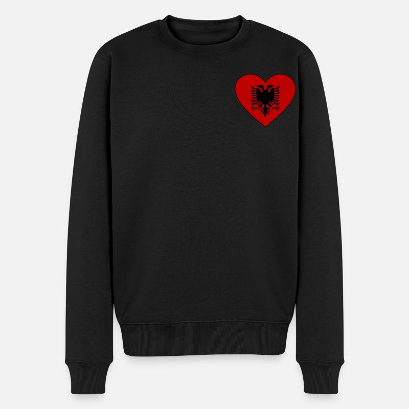 Cœur de drapeau de l’Albanie - Pull Premium bio Homme - noir