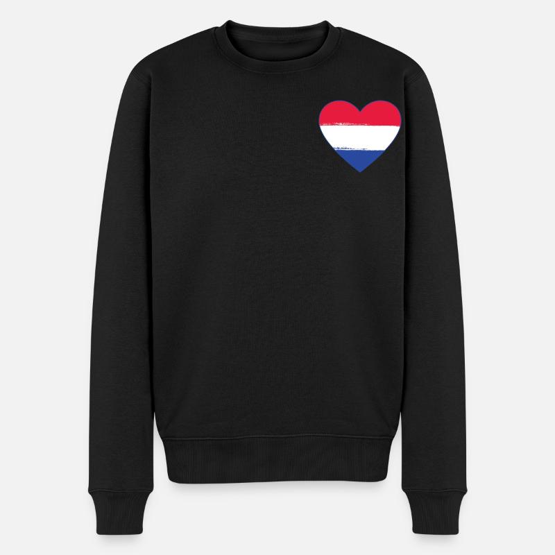 Holland Flagge Herz used - Männer Premium Bio Pullover - Schwarz