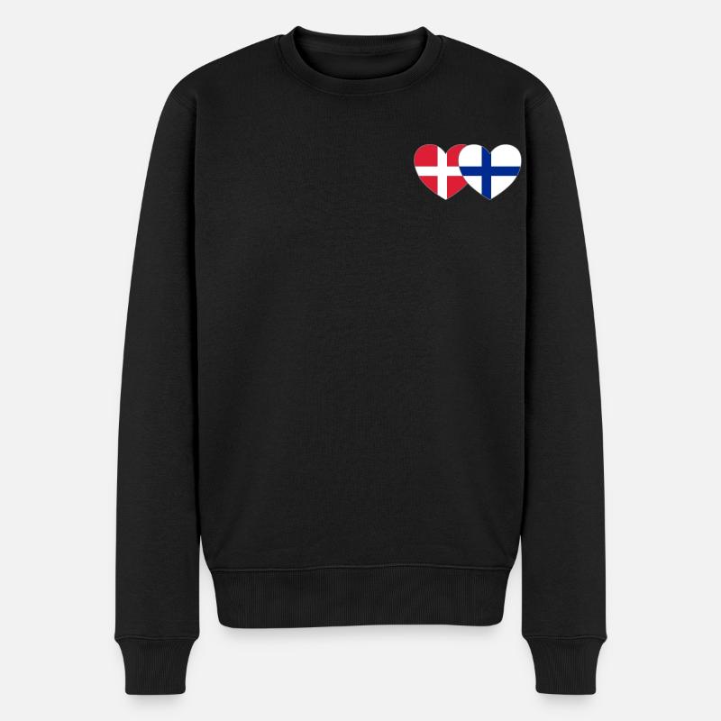 Danemark Finlande Flag Heart - Pull Premium bio Homme - noir