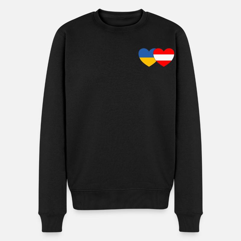 Ukraine Autriche Drapeau Cœur - Pull Premium bio Homme - noir