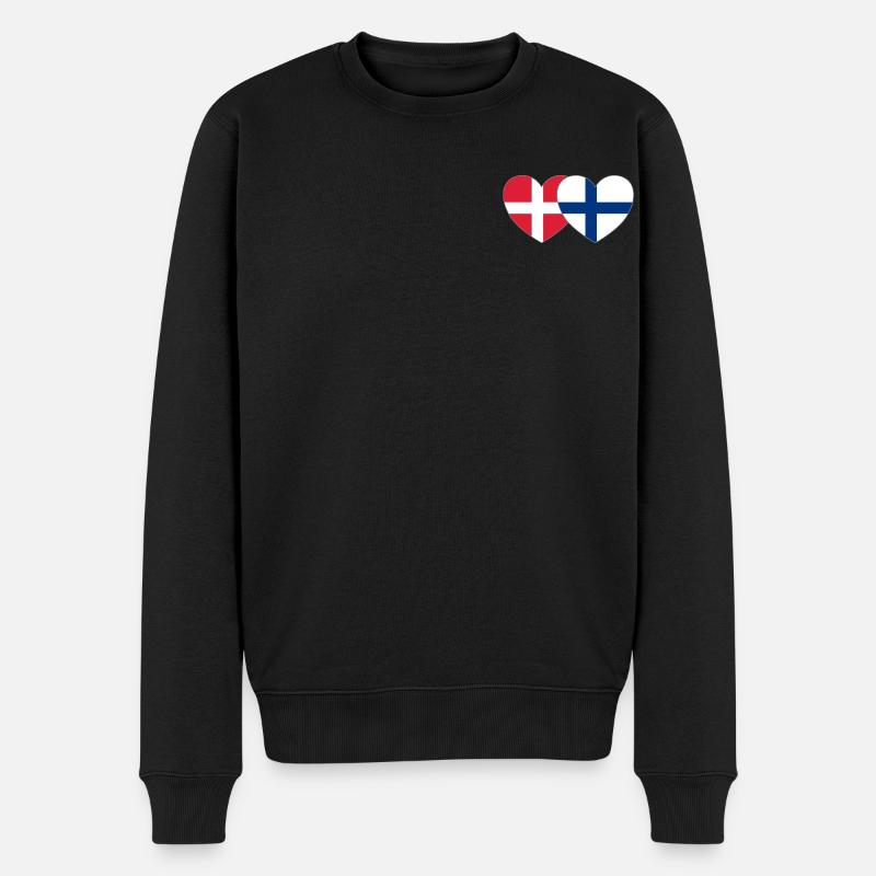 Danemark Finlande Flag Heart - Pull Premium bio Homme - noir
