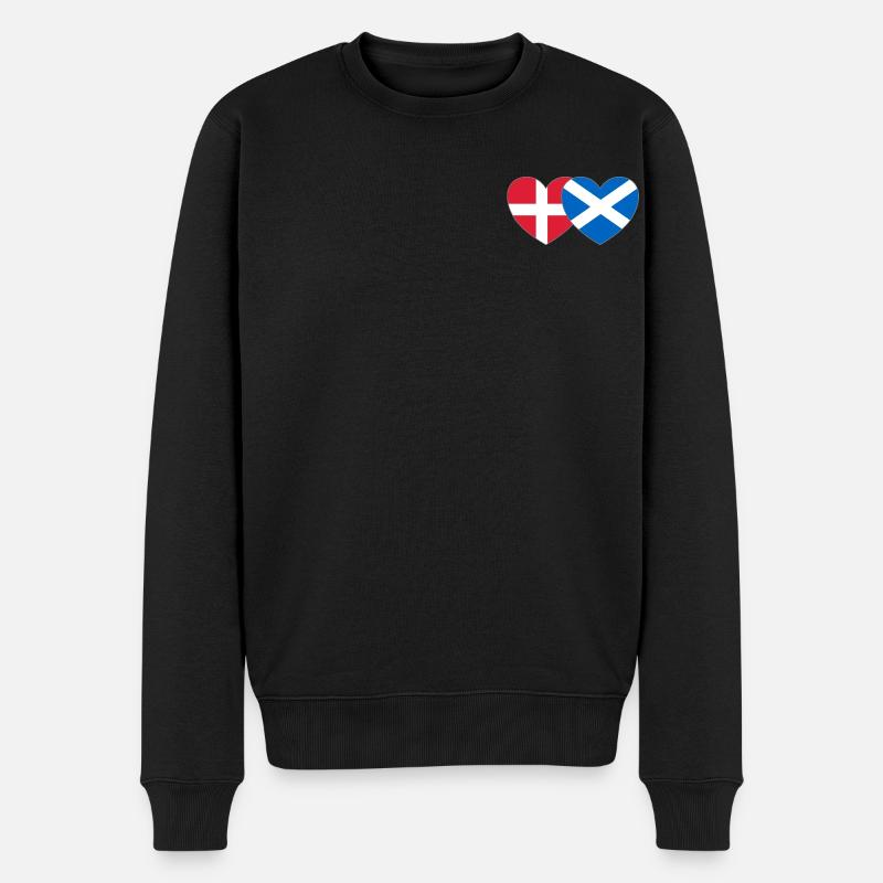 Dänemark Schottland Flagge Herz - Männer Premium Bio Pullover - Schwarz