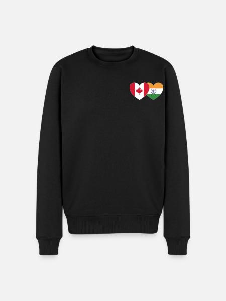 Canada India Flag Heart - Men's Premium Organic Jumper - black