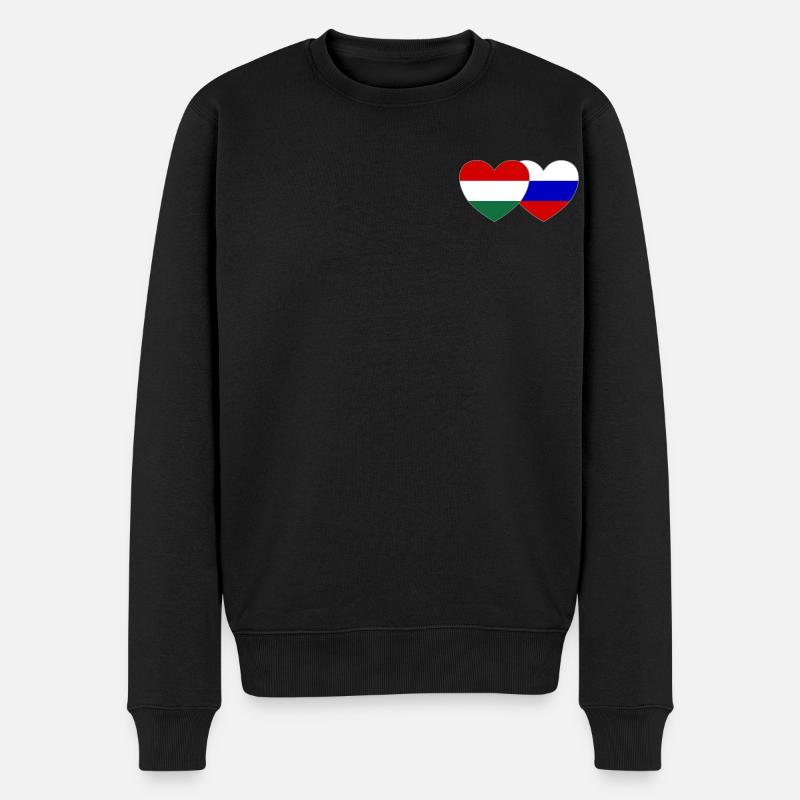 Hongrie Russie Drapeau Cœur - Pull Premium bio Homme - noir
