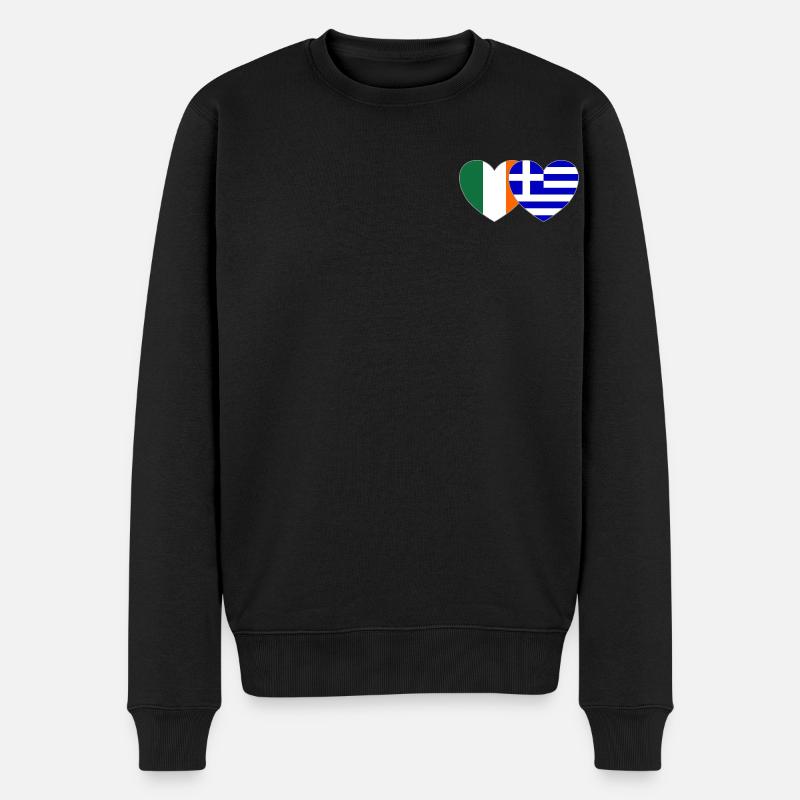 Irlande Grèce Flag Heart - Pull Premium bio Homme - noir