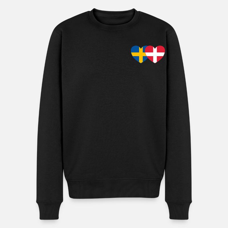 Suède Danemark Drapeau Coeur - Pull Premium bio Homme - noir