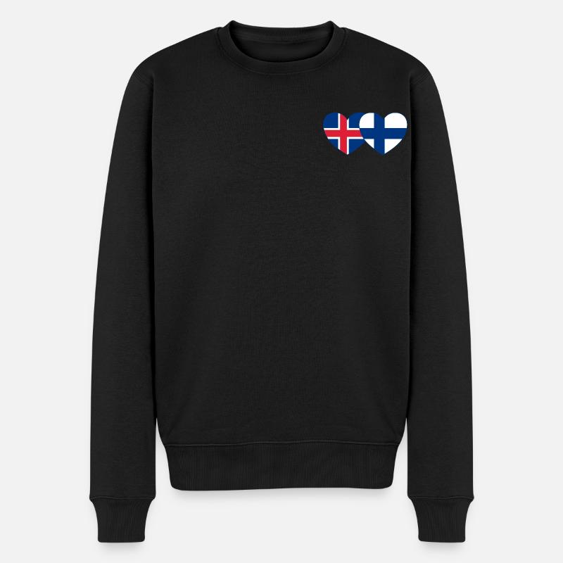 Island Finnland Flagge Herz - Männer Premium Bio Pullover - Schwarz