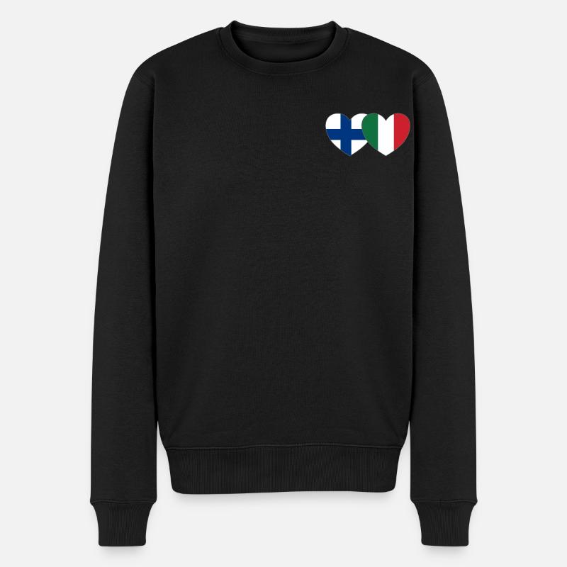 Finlande Italie Drapeau Coeur - Pull Premium bio Homme - noir