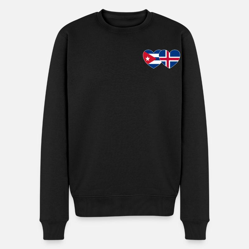 Cuba Islande Flag Coeur - Pull Premium bio Homme - noir