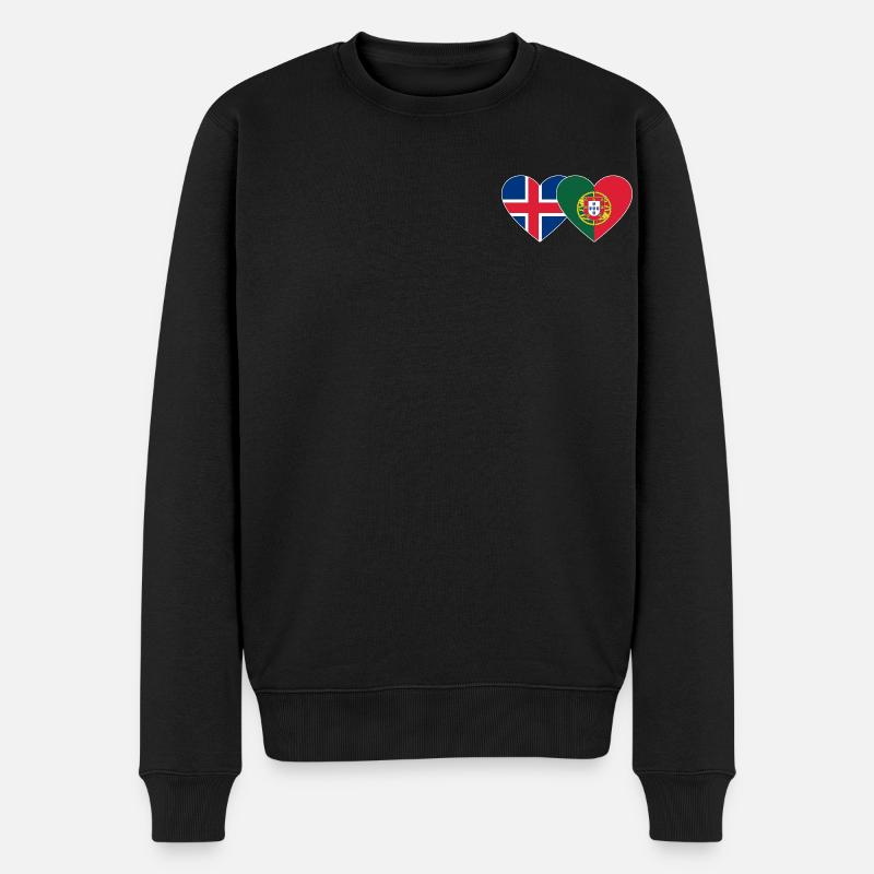 Island Portugal Flagge Herz - Männer Premium Bio Pullover - Schwarz