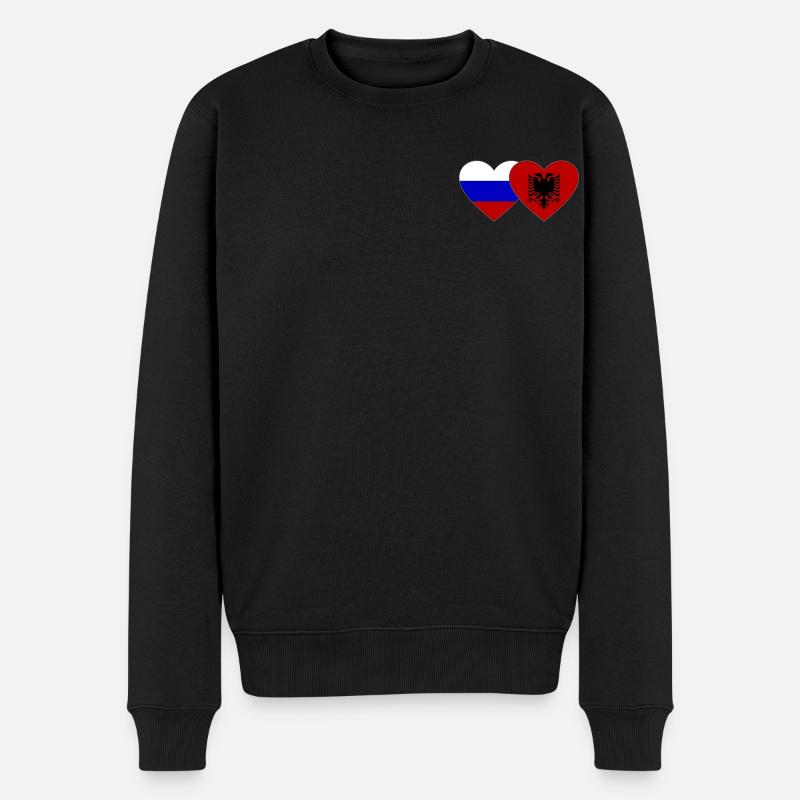 Russie Albanie Flag Coeur - Pull Premium bio Homme - noir