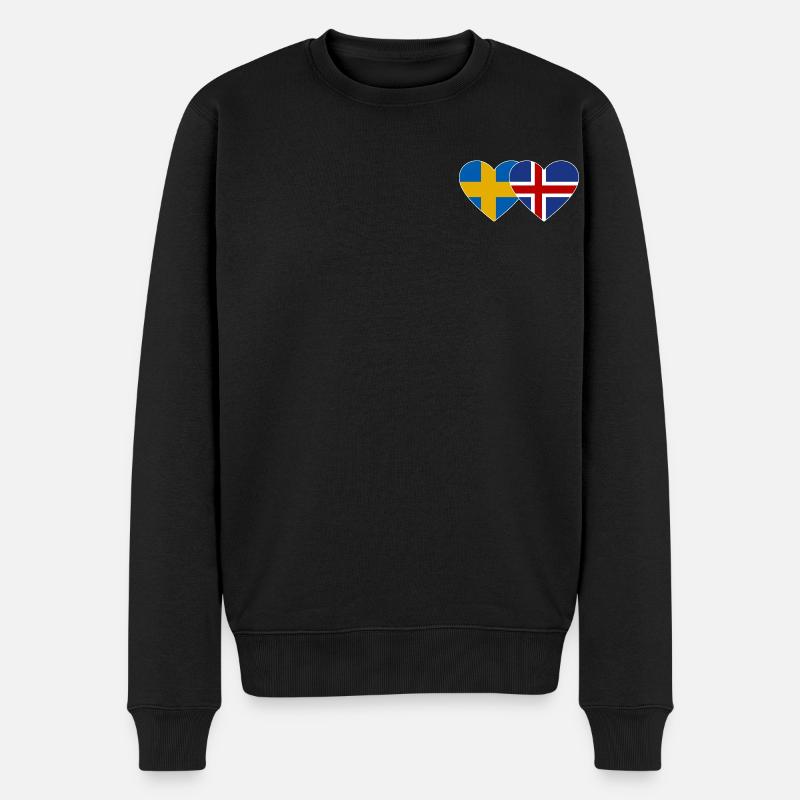 Schweden Island Flagge Herz - Männer Premium Bio Pullover - Schwarz