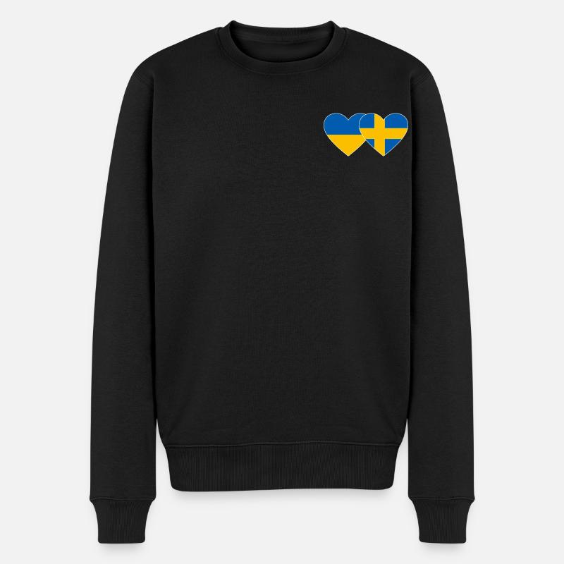 Ukraine Schweden Flagge Herz - Männer Premium Bio Pullover - Schwarz