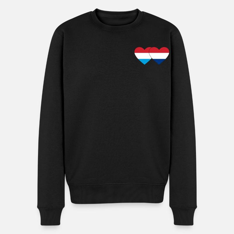 Luxembourg Holland Flag Heart - Pull Premium bio Homme - noir