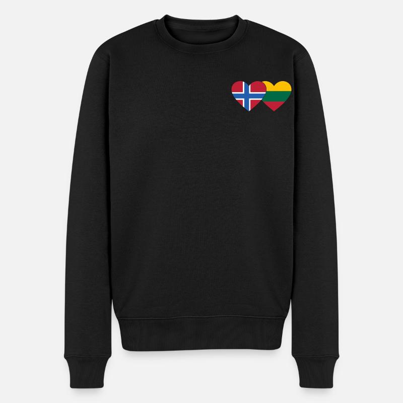 Norvège Lituanie Flag Coeur - Pull Premium bio Homme - noir