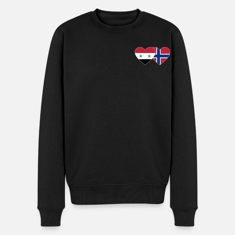 Syrien Norwegen Flagge Herz - Männer Premium Bio Pullover - Schwarz