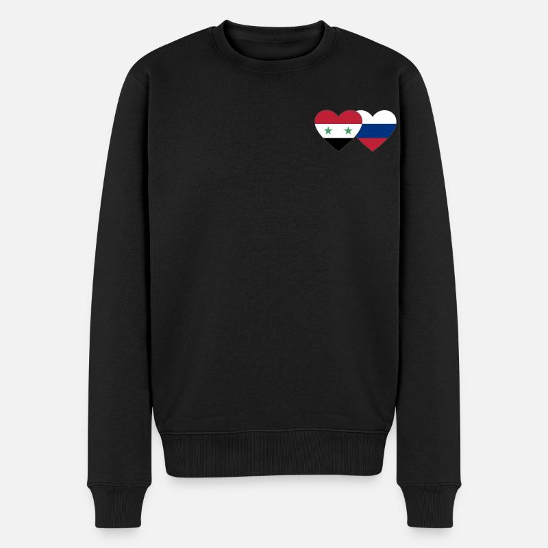 Syrie Russie Flag Coeur - Pull Premium bio Homme - noir
