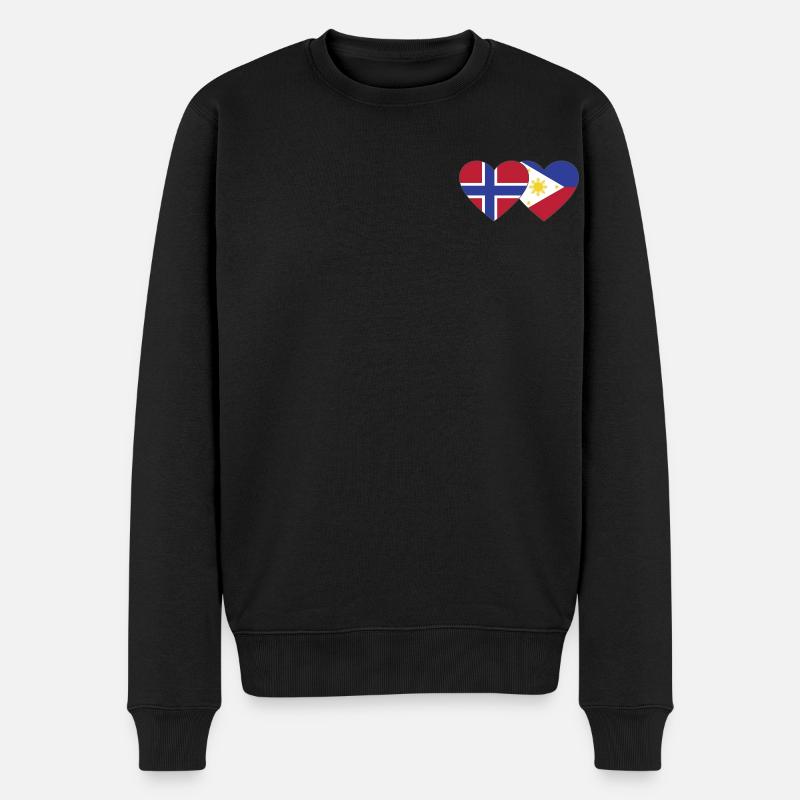 Norvège Philippines Drapeau Coeur - Pull Premium bio Homme - noir