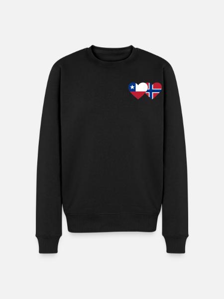 Chile Norwegia Flaga Serce - Ekologiczna męska bluza Premium - czarny