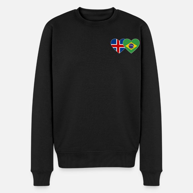Islande Brésil Flag Coeur - Pull Premium bio Homme - noir
