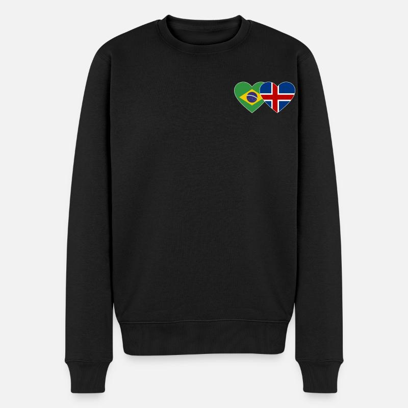 Brasilien Island Flagge Herz - Männer Premium Bio Pullover - Schwarz