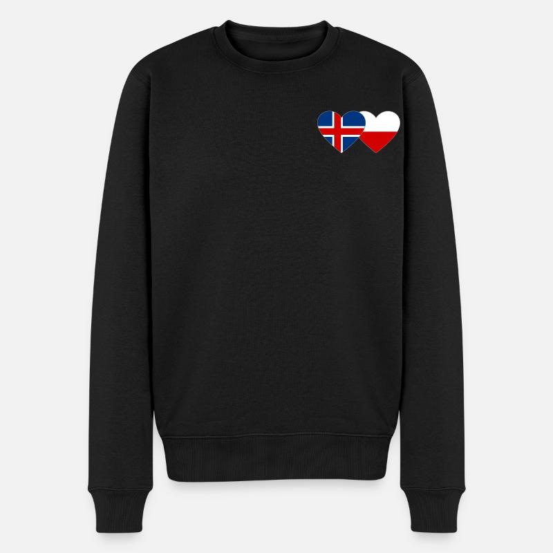 Iceland Poland Flag Heart - Men's Premium Organic Jumper - black