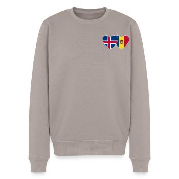 Island Moldawien Flagge Herz - Männer Premium Bio Pullover - Taupe - Vorne - Nico (187cm)