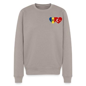 Moldawien Türkei Flagge Herz - Männer Premium Bio Pullover - Taupe - Vorne - Nico (187cm)