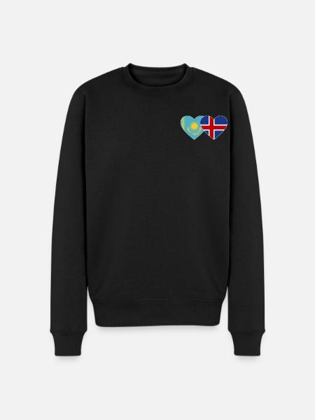 Kasachstan Island Flagge Herz - Männer Premium Bio Pullover - Schwarz